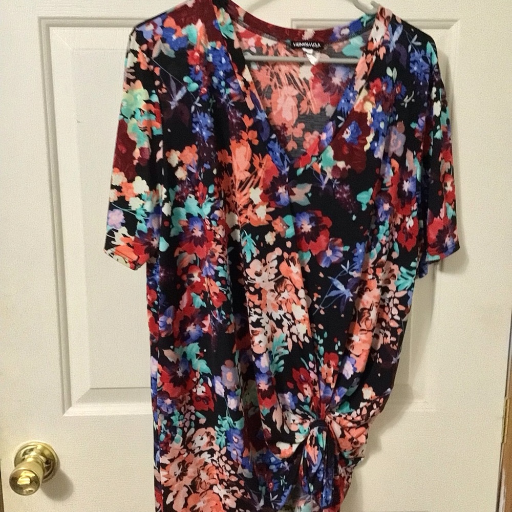 HEIMISH USA Multicolor Floral Knot-Front Blouse